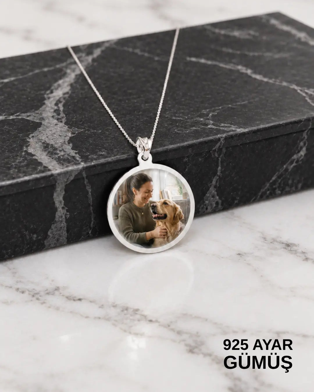 Kişiye Özel Renkli Fotoğraflı Kolye 925 Ayar Gümüş
