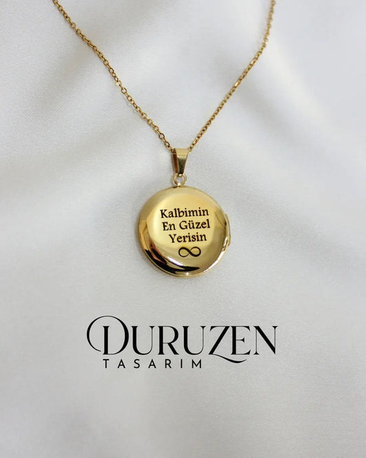 Kişiye Özel Fotoğraflı Kapaklı Yuvarlak Kolye