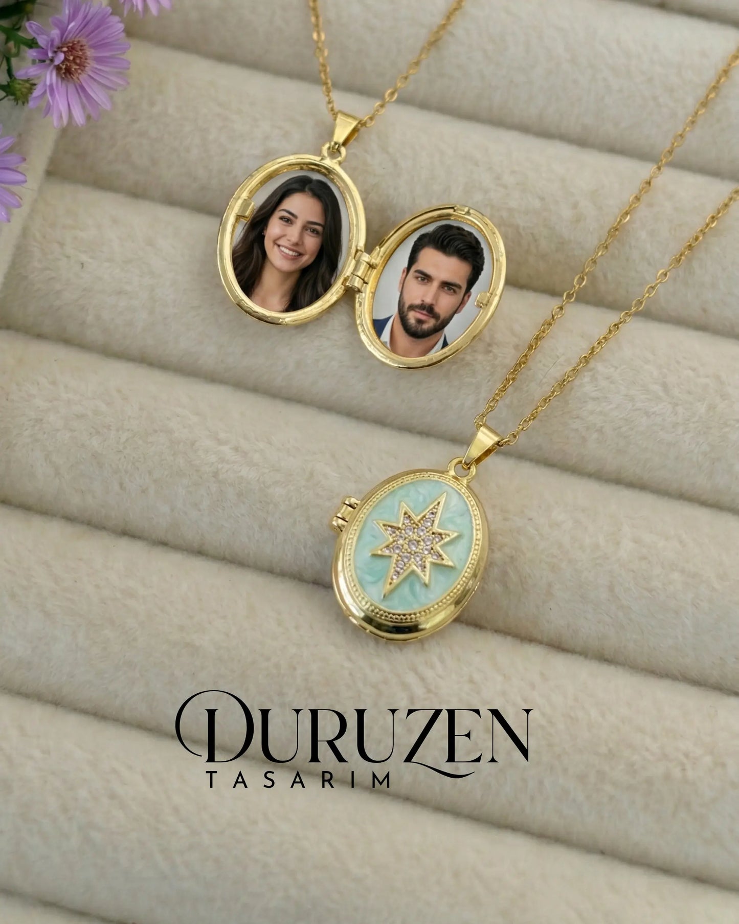 Kişiye Özel Fotoğraflı Kapaklı Yıldız Tasarımlı Kolye No:1