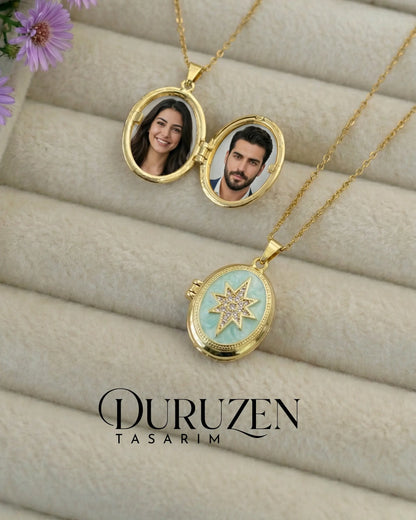 Kişiye Özel Fotoğraflı Kapaklı Yıldız Tasarımlı Kolye No:1