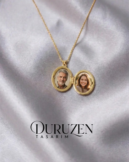 Kişiye Özel Fotoğraflı Taşlı Kutup Yıldızı Kapaklı Kolye No:4