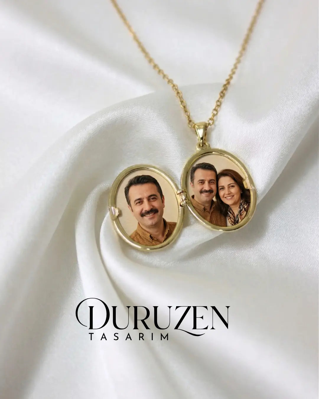 Kişiye Özel Fotoğraflı Kapaklı Beyaz Mineli Gül Figürlü Kolye No:7
