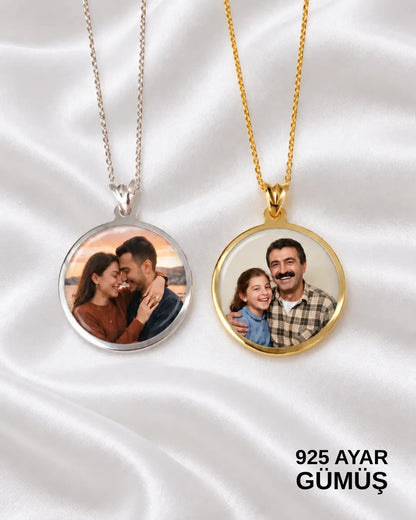 Kişiye Özel Renkli Fotoğraflı Kolye 925 Ayar Gümüş