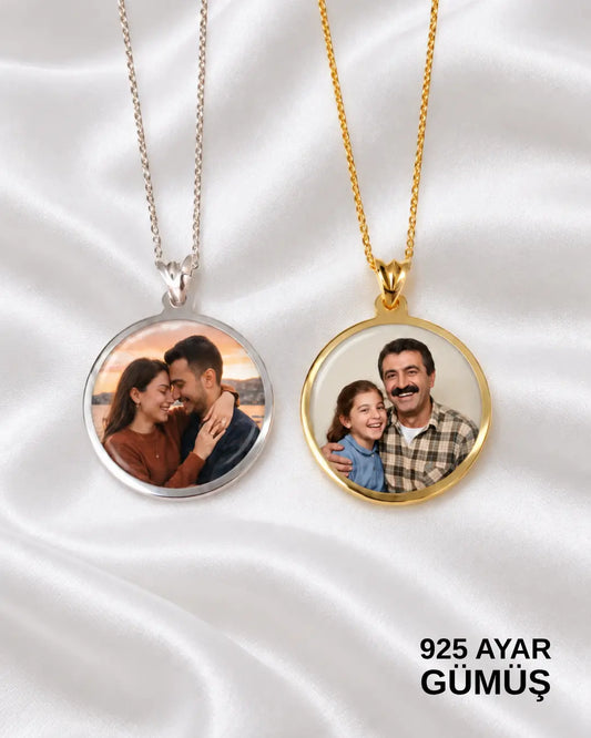 Kişiye Özel Renkli Fotoğraflı Kolye 925 Ayar Gümüş