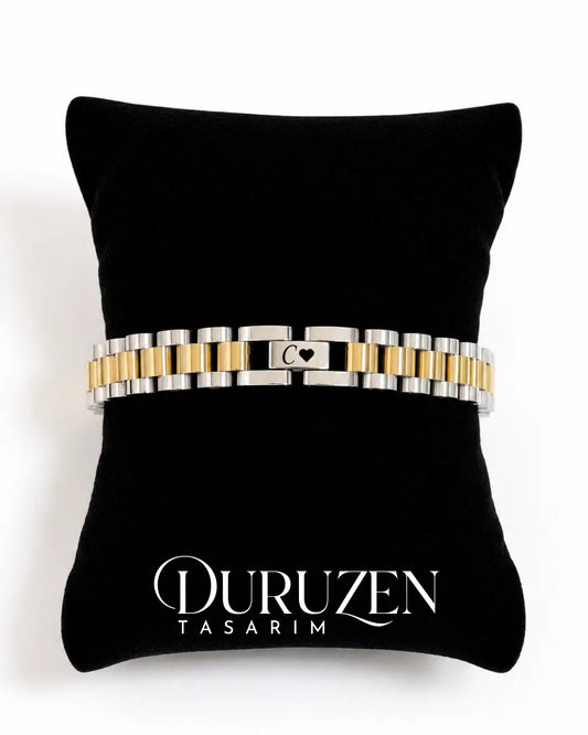 Kişiselleştirilebilir Gold Silver VIP Rolex Model Çelik Göz Bileklik