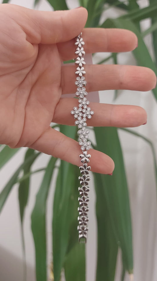 Özel Işıltılı Sıralı Taşlı Papatya Bileklik