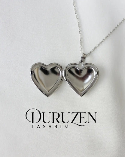 Kişiye Özel Fotoğraflı Kapaklı Kalp Kolye