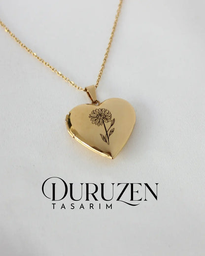 Kişiye Özel Fotoğraflı Kapaklı Kalp Kolye