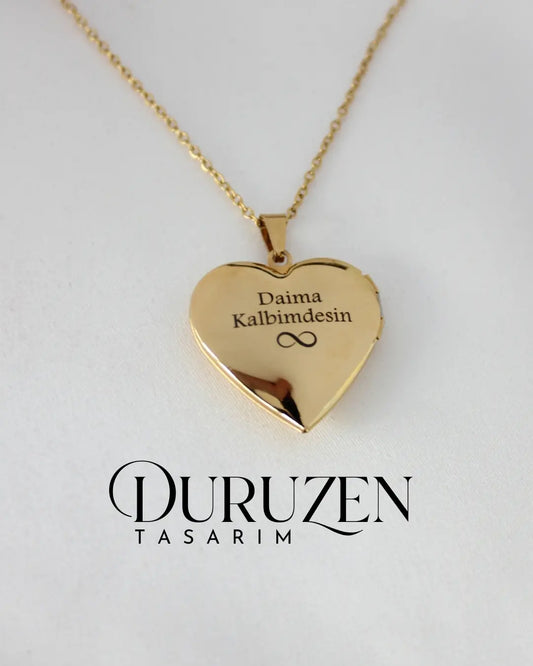 Kişiye Özel Fotoğraflı Kapaklı Kalp Kolye