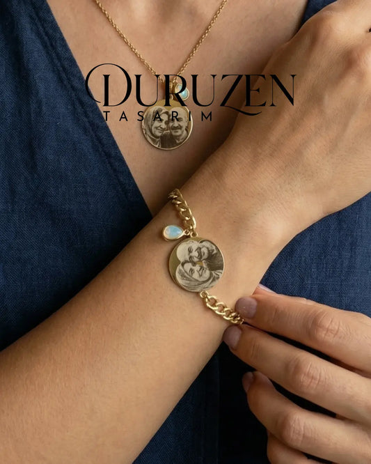Kişiye Özel Fotoğraflı Lazer İşlemeli Bileklik