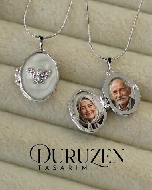 Kişiye Özel Fotoğraflı Melek Detaylı Kapaklı Kolye No:22