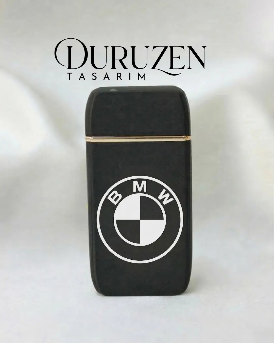 Kişiye Özel Tasarımlı Şık Işıklı Saatli Siyah Çakmak
