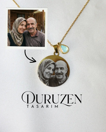 Kişiye Özel Fotoğraflı Lazer İşlemeli Kolye