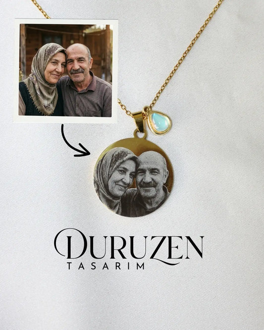 Kişiye Özel Fotoğraflı Lazer İşlemeli Kolye