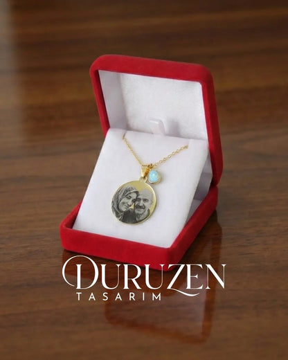 Kişiye Özel Fotoğraflı Lazer İşlemeli Kolye