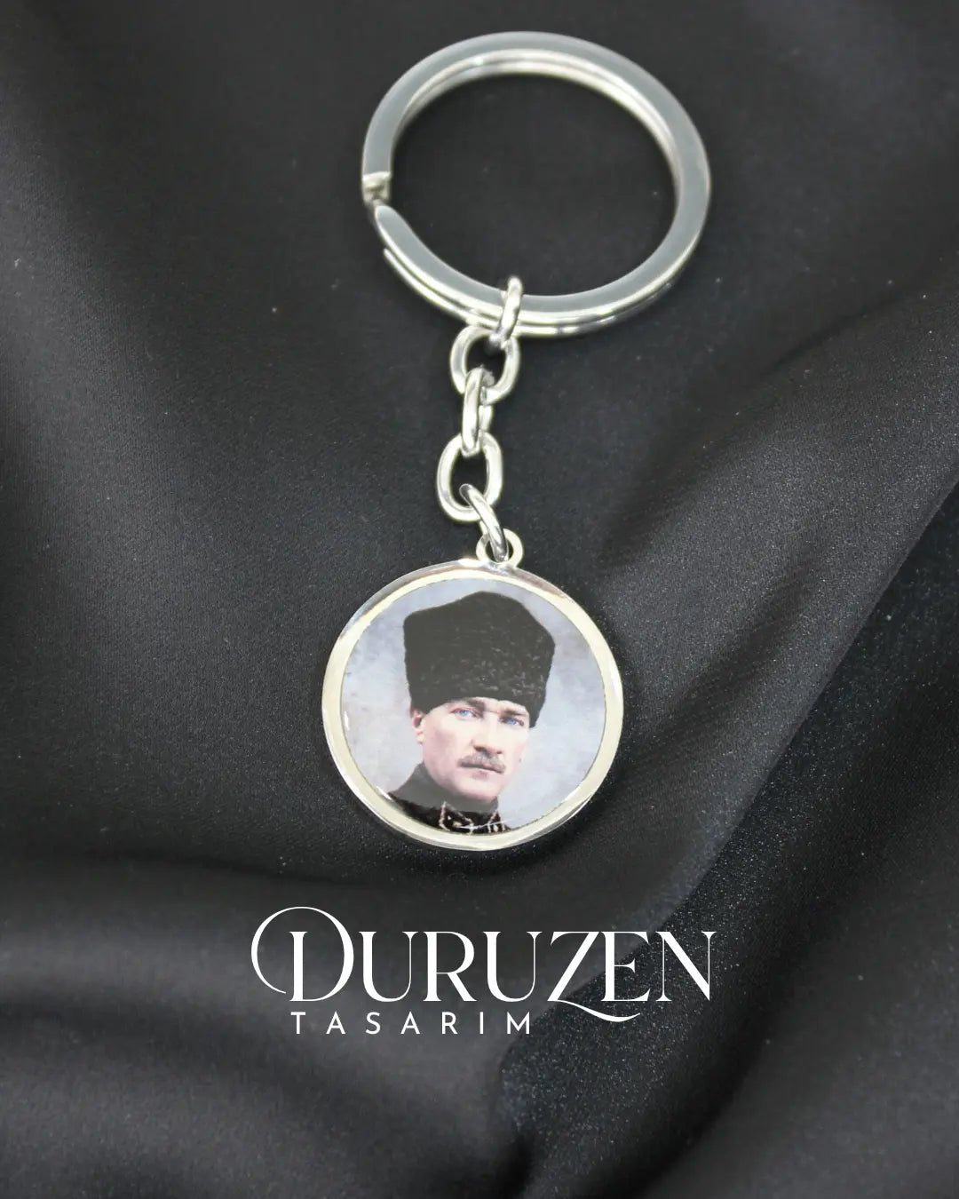 Resimli Yuvarlak Çelik Anahtarlık Modeli