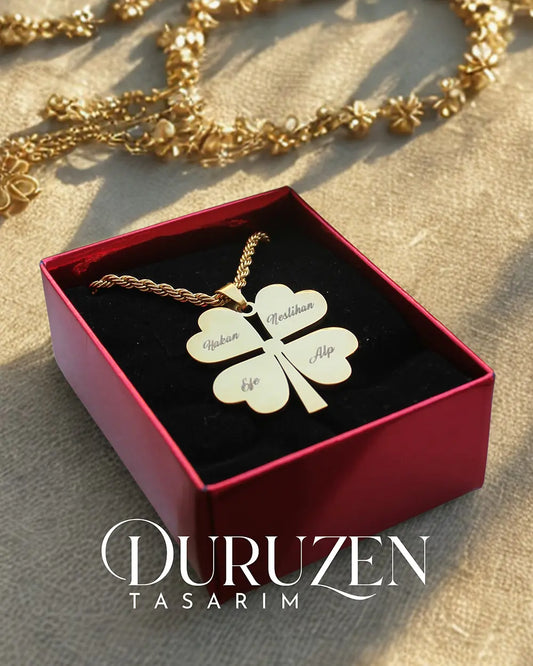 Kişiye Özel 4 Yapraklı Yonca Kolye