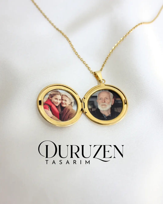 Kişiye Özel Fotoğraflı Kapaklı Yuvarlak Kolye