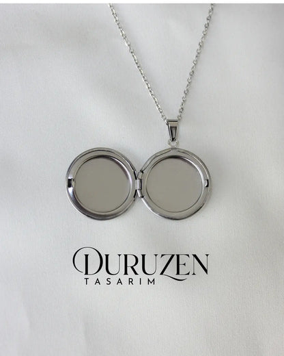 Kişiye Özel Fotoğraflı Kapaklı Yuvarlak Kolye